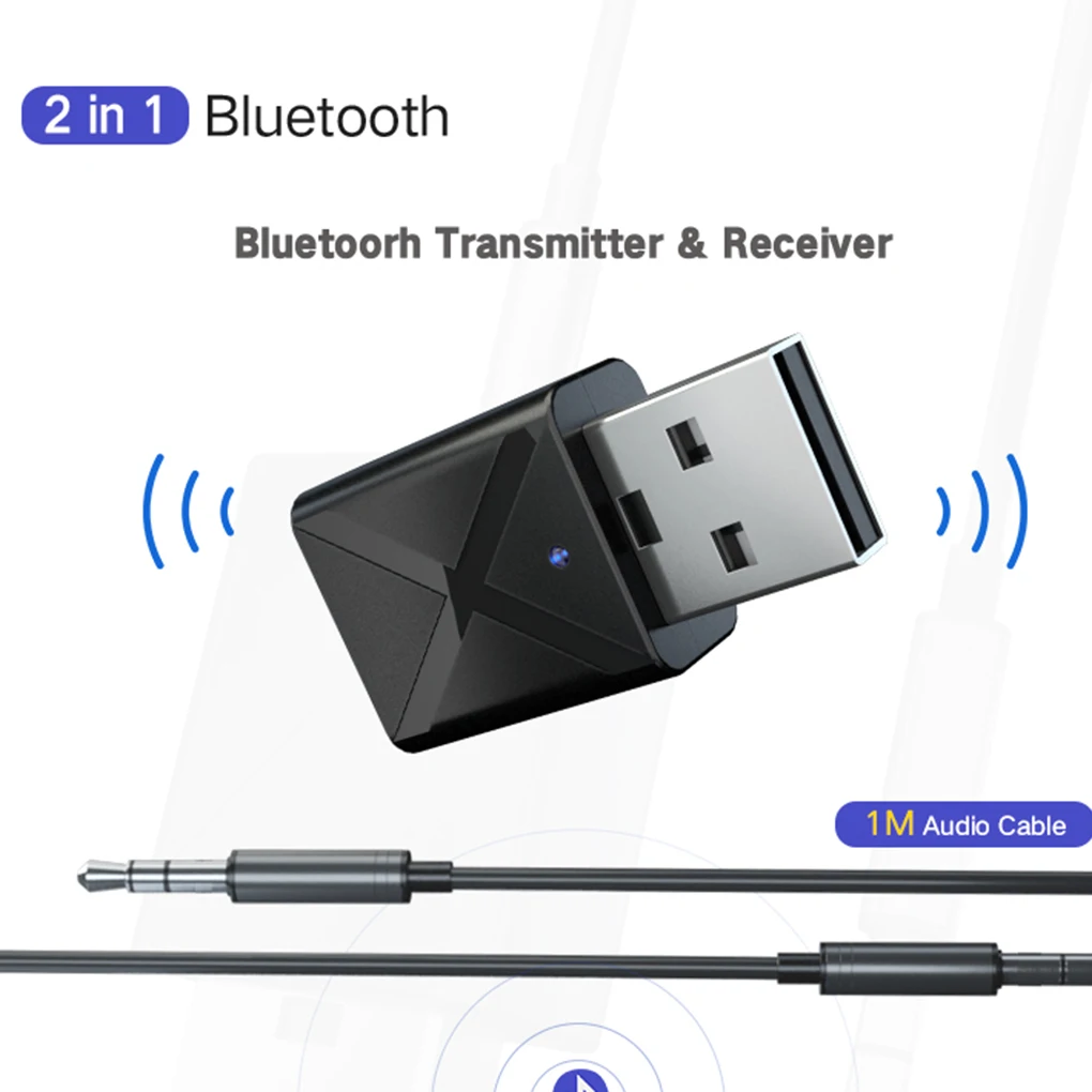 2 в 1 USB Bluetooth 5 0 передатчик приемник Мини 3 мм AUX стерео беспроводной адаптер для ТВ