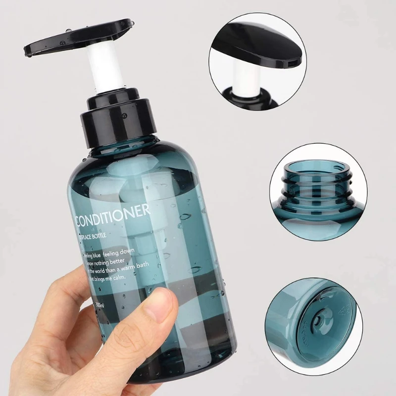 

11UF 3pcs 300ml Empty Pump Bottle Dispenser Empty Refillable Body Soap Bottles for Shampoo and Conditioner Bathroom Kitchen