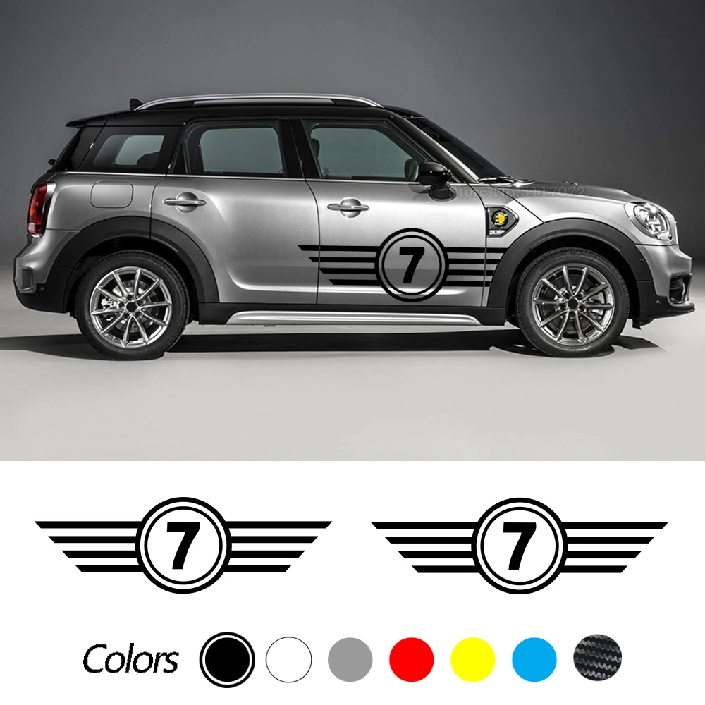 

2pcs Car Side Door Body Waist Skirt Decal Stickers For MINI Cooper Clubman Counrtyman F54 F55 F60 R55 R56 R60 Auto Accessories