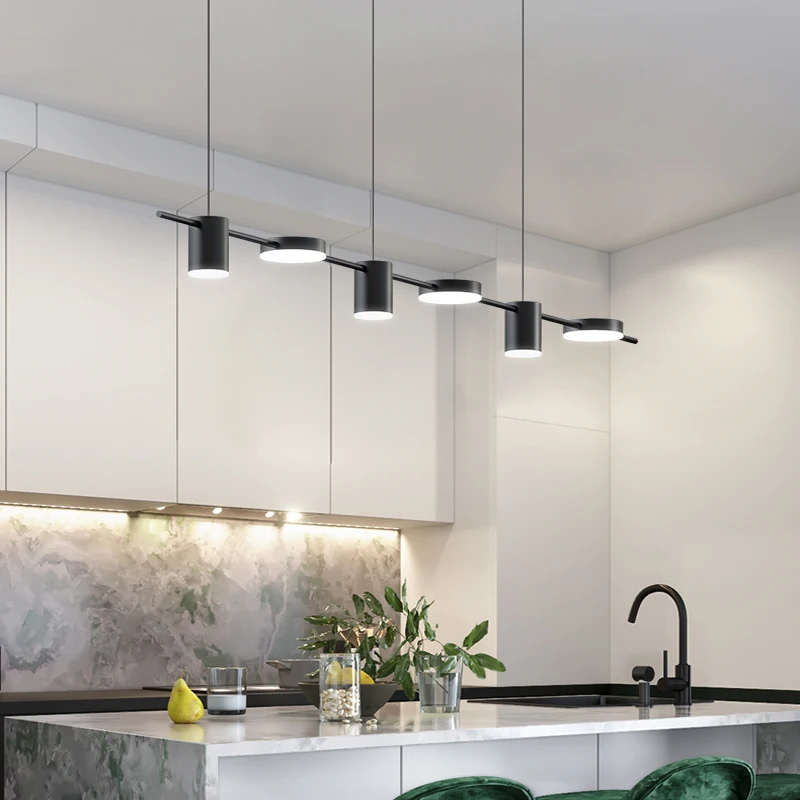 Черная люстра Подвесная лампа в скандинавском стиле для столовой гостиной