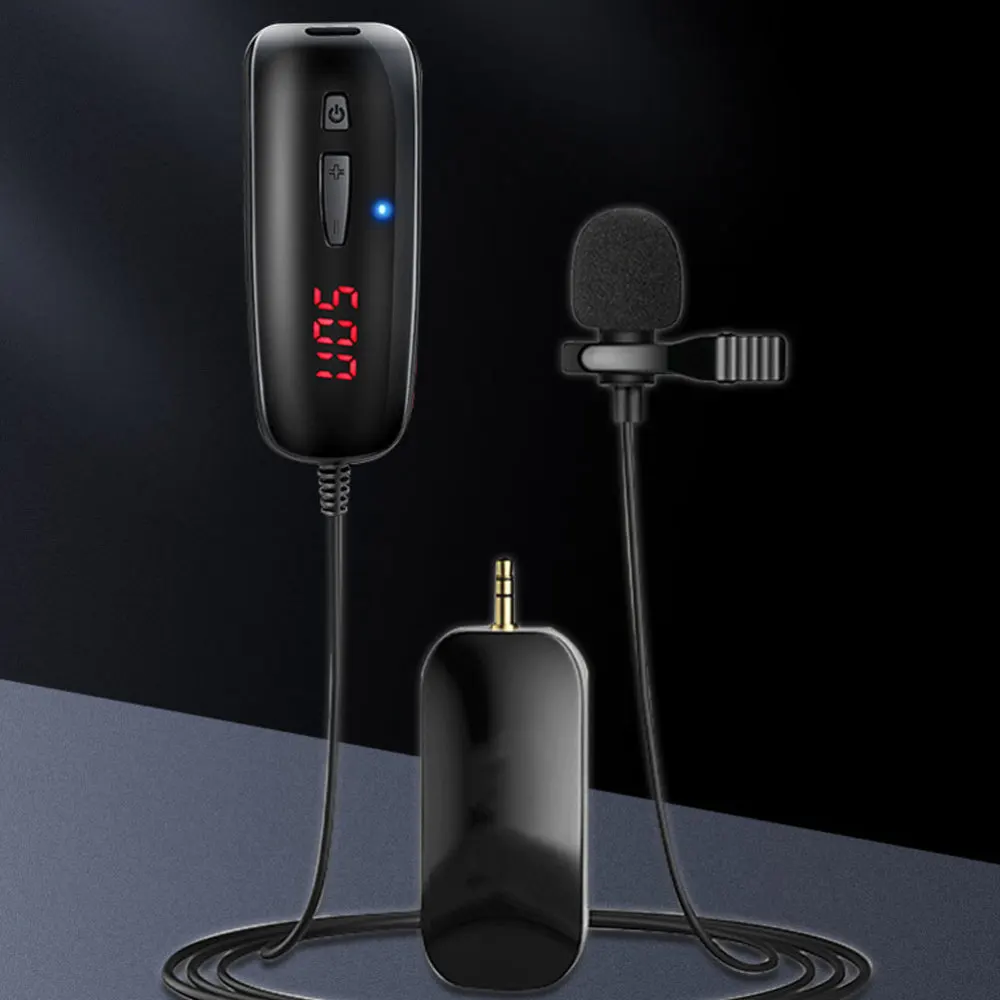 

5pcs Lavalier Mic System Kit Clip-on Mic with Transmitter Receiver for Recording