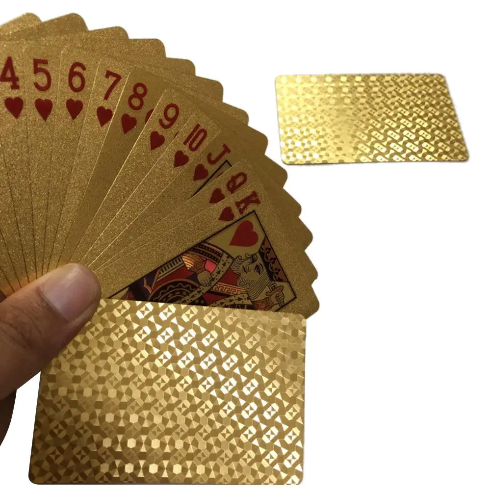 

24K Gold /Silver Waterproof Gold Foil Plated Playing Cards Set 54pcs Deck Poker Classic Magic Tricks Tool Magic Box-packed