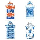 Пляжное полотенце из микрофибры с геометрическим принтом, банное полотенце с капюшоном, впитывающее, меняющее халат, пончо для серфинга, пляжный халат для взрослых