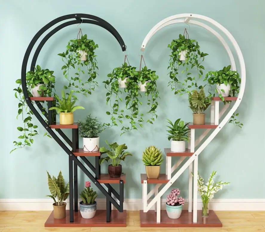

heart shape household flower shelf multi-storey indoor special space balcony decoration shelf metal stand room organizer