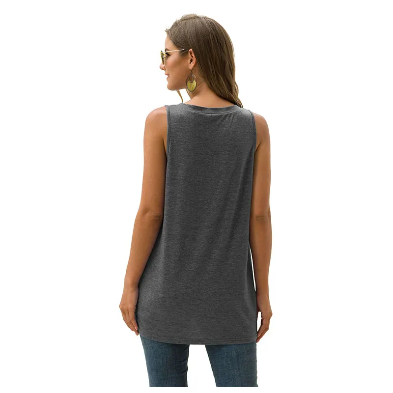 

Casual Women's Summer Tops Ladies Round Neck Sleeveless Pleated Stitching T-shirt Fashion Pure Color Beach T Shirt Tops