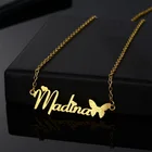Индивидуальное матовое ожерелье с именем бабочки, персонализированный Золотой чокер из нержавеющей стали с надписью, подвеска с табличкой для женщин, подарок