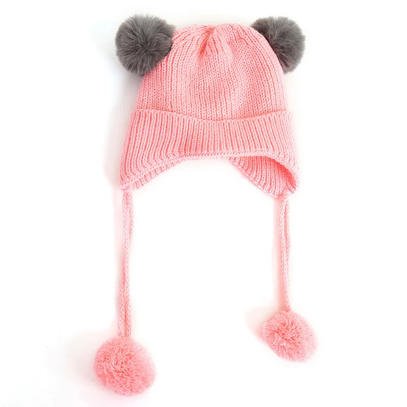 

Kids Boys Girls Pompom Wool Knitted Thick Hats Warm Caps for 6M-4Y Xmas Winter Warm Fleece Beanies Cap Kids Accessories Gifts
