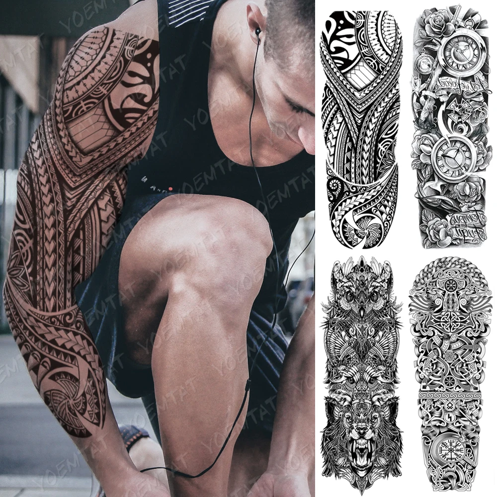 

Large Arm Sleeve Tattoo Lucifer Angel Eagle Waterproof Temporary Tatto Sticker Hell Satan Body Art Full Fake Tatoo Women Men