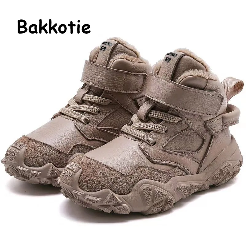 Bakkotie 2019 для маленьких мальчиков модные высокие кроссовки Новинка зимы Детские из