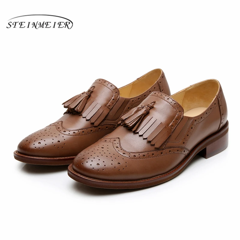 Женские туфли-оксфорды Yinzo винтажные повседневные туфли из натуральной кожи на