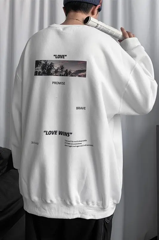 

Men's Sweatshirt 2021 Spring and Autumn New Loose Casual Printed Cotton High-quality Youth Men's Large Size S-5XL Campus Men