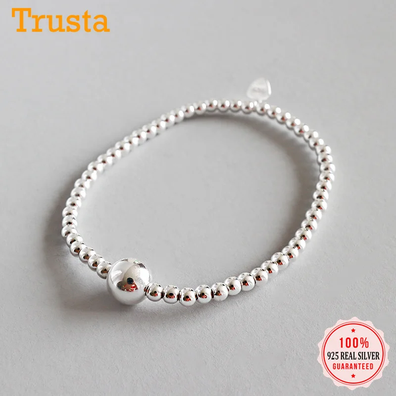 Женский эластичный браслет trustdave из стерлингового серебра 925 пробы с бусинами