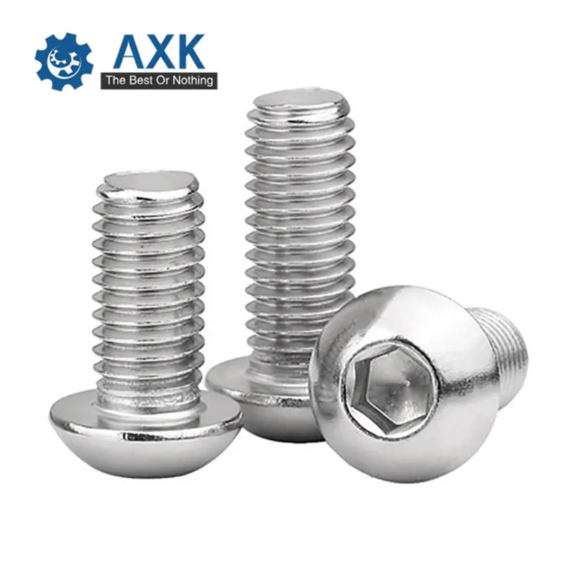 AXK 50 шт. M3 ISO7380 GB70.2 304 Нержавеющая сталь A2 винты с круглой головкой грибной