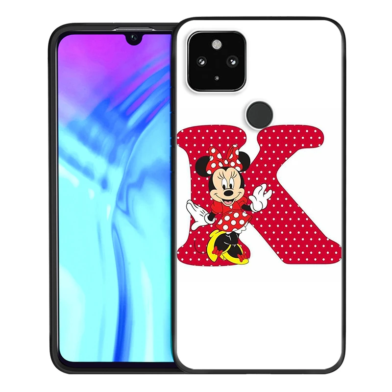 

Disney Mickey Mouse Fashion Letter Shockproof Cover for Google Pixel 5 4 4a XL 5G Black TPU Soft Phone Case