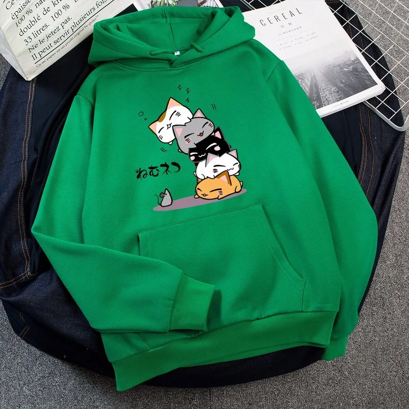 

JCGO Winter Hoodies Women Harajuku Sweatshirt Long Sleeve Cats Print Oversize Hoodie Hooded Pullover Tops Pocket Fashion Clothes