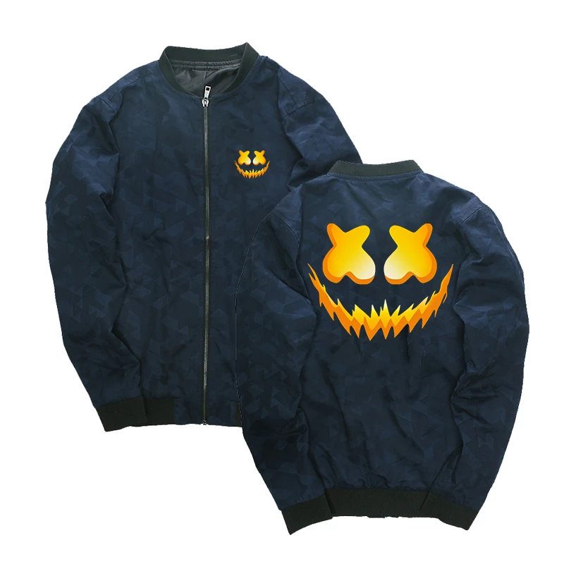 

Pumpkin Smile Men Jacket Baseball Casual Jacket Streetwear Windbreaker Stand Collar Coat Wholesale Outwear Fashion Homme Clothes