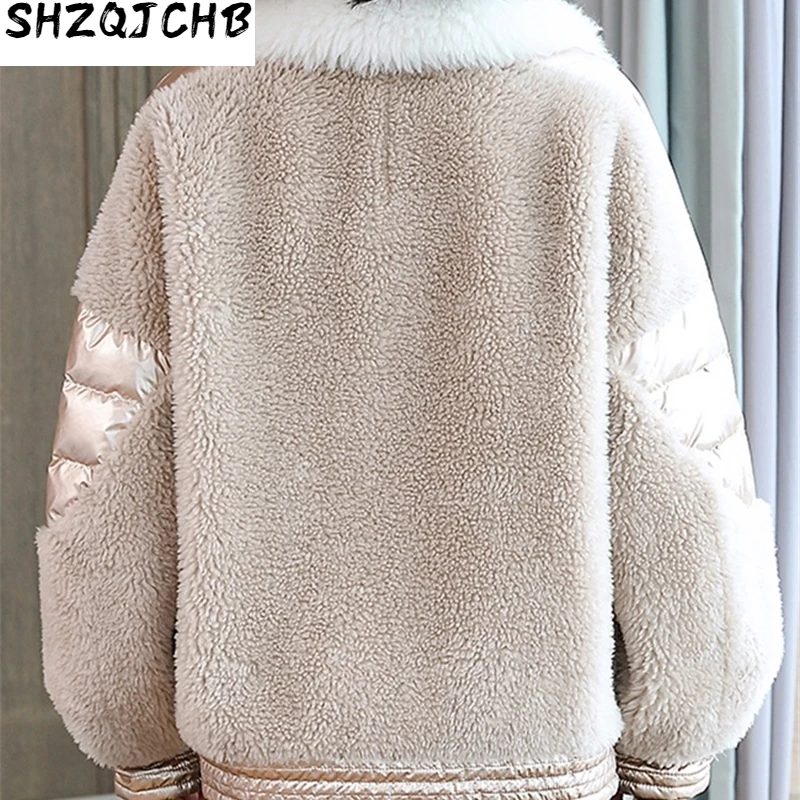 

JCHB 2021 100% Wool Real Fur Coat Female Warm White Duck Down Jacket Autumn Winter Clothes Women Fashion Mujeres Abrigos