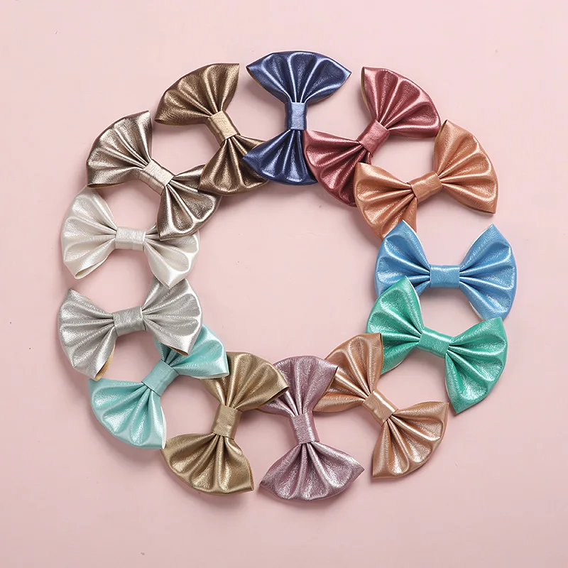 

Baby Hair Clips Leather Girls Bows Hair Accessories Candy Color For Children Fashion Hairpins Sequins Infant Barrette Cool