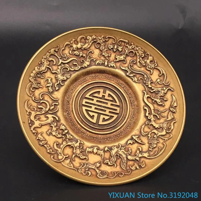 

Jiufengxianshou тарелка из чистой меди, тарелка для чая, тарелка из высокоточной литой меди с гравировкой