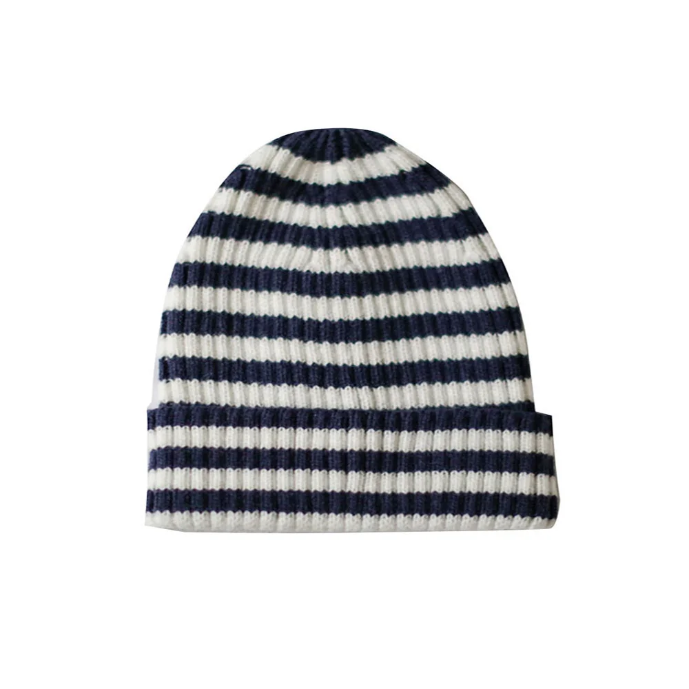 Детская теплая шапка-колокольчик в классическую полоску для мальчиков - купить
