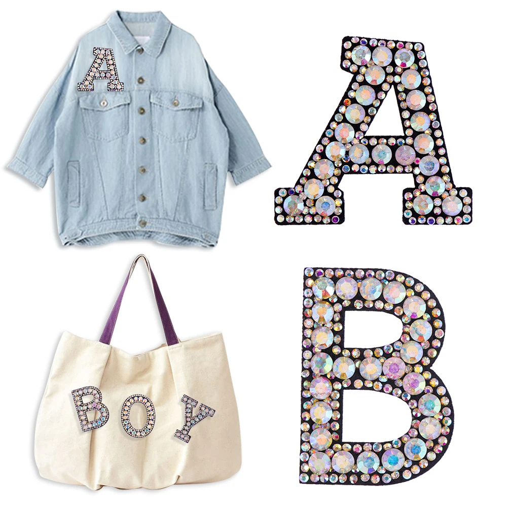 A-Z, 1 шт., стразы, Английский алфавит, буквы, аппликация, 3D, железная нашивка для одежды, значок, обувь, одежда, нашивки с вышивкой