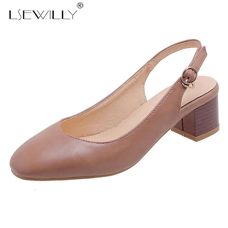 Новое поступление 2020 женские туфли лодочки Lsewilly на квадратном каблуке с ремешком