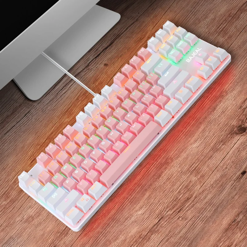 Клавиатура BAJEAL K100 двухцветная игровая Механическая Проводная клавиатура с 87
