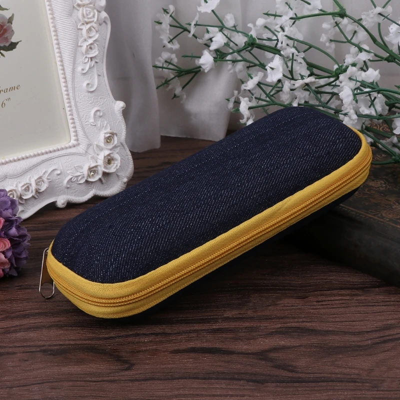 Футляр для очков из джинсовой ткани на молнии защиты солнцезащитных контейнер от