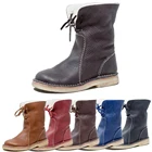 Женские ботинки с круглым носком, на плоской подошве