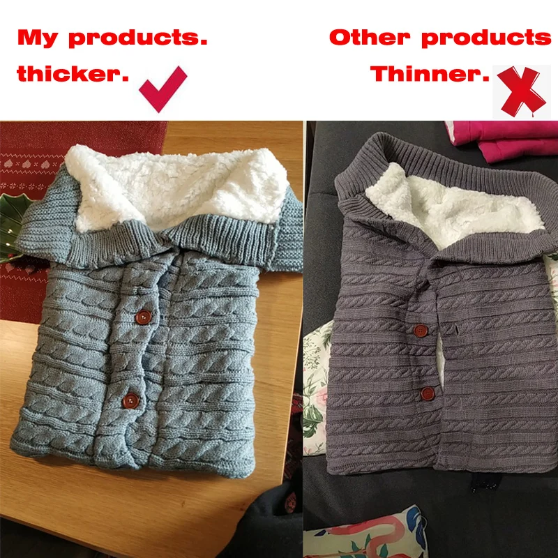 

Autumn and Winter Stroller Baby Sleeping Bag Outdoor Button Baby Knitted Sleeping Bag Wool Brushed and Thick Baby's Blanket