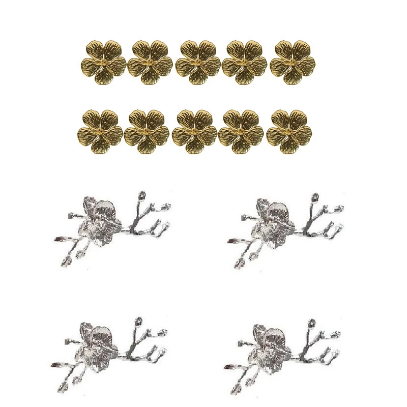 

14 Pcs Wedding Hotel Napkin Buckle Napkin Ring, 10 Pcs Gold & 4 Pcs Silver