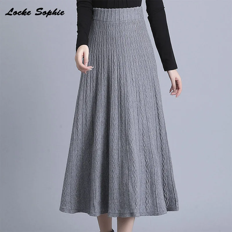1 шт. Высокая талия для женщин размера плюс длинные трапециевидные юбки 2019 зимняя