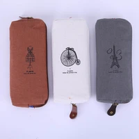 1 pc simple style retro solid color with pattern linen pencil bag students paris style pencil cases stationery office supplies
