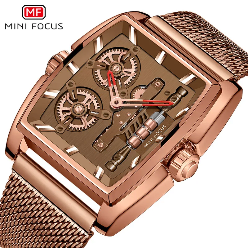 Кварцевые часы для мужчин MINIFOCUS Уникальный креативный ремешок из натуральной