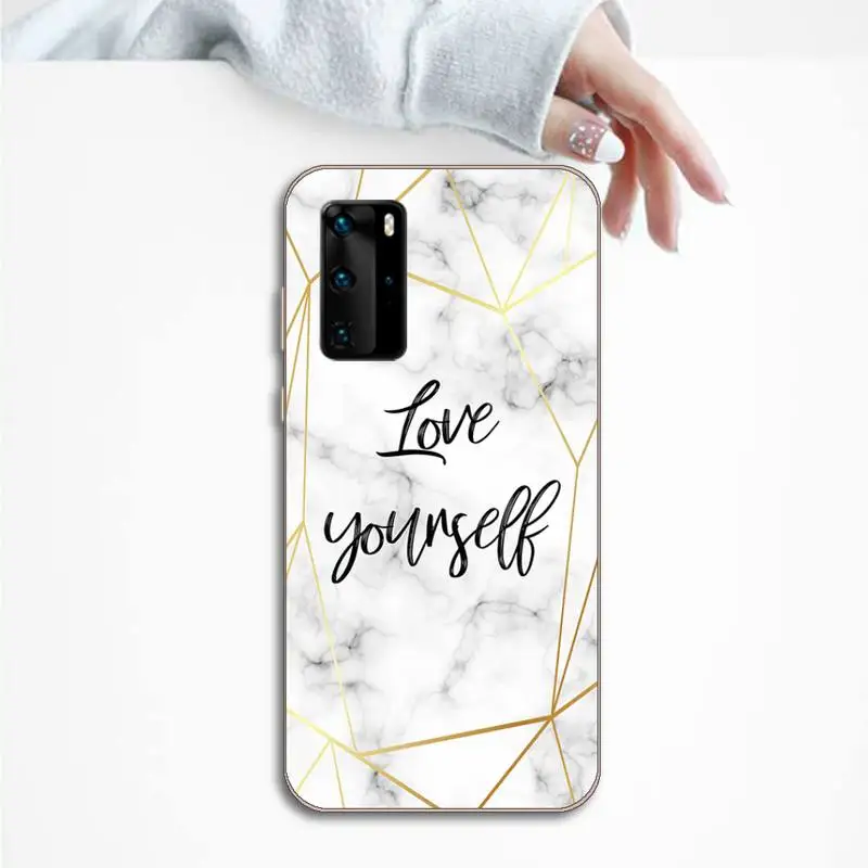 

Marble gold Letter pattern Phone Case Transparent for Huawei P honor 8 10i 20 30 40 smart 2019