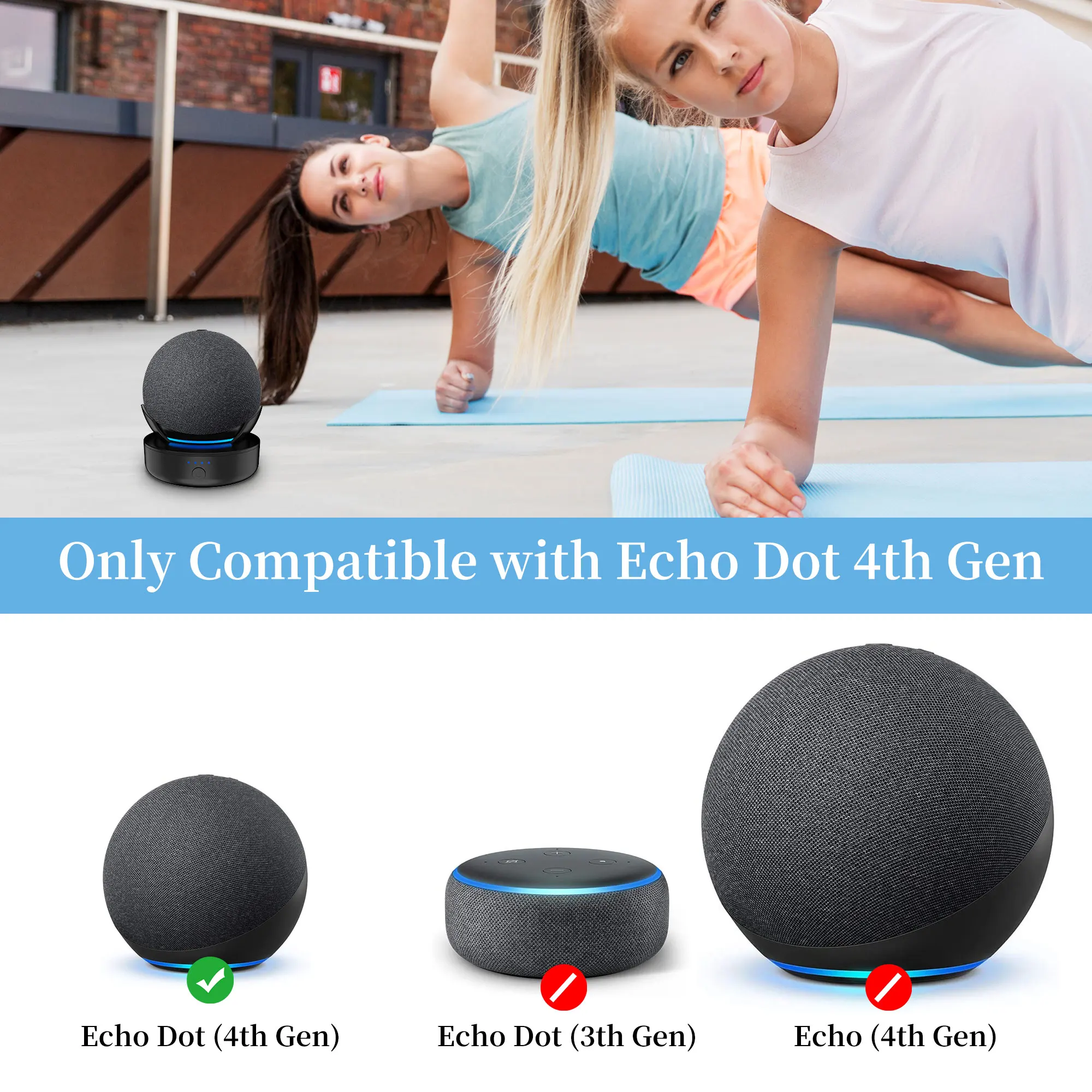 SOKUSIN 10000mAh/5000mAh Battery Base Holder for Alexa Echo Dot 4 4th Generation Smart Speaker Charging Stand Chargable Rack | Электроника