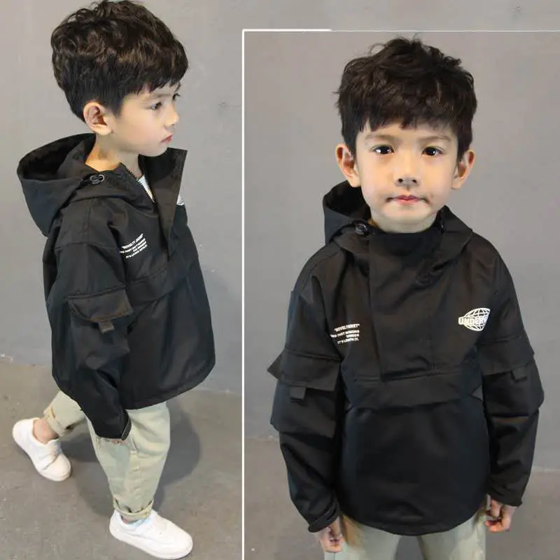

Baby Little Boys Girls Spring Autumn Black Cute Coats Children Hooded Outerwear Jacket Long Warm Outfit 2 3 4 5 6 7 8 9 10 Years
