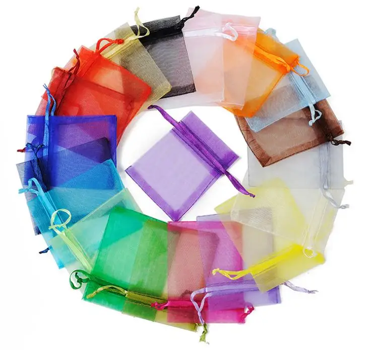 

500pcs Organza Gift Bags Wedding Candy Bag Decor Transparent Jewelry Drawstring Pouch Bag Food Sample Storage Package SN2641