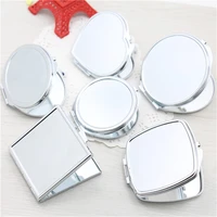 1pcs portable stainless steel makeup mirror hand pocket folded side cosmetic make up double mirror small various shapes t0269