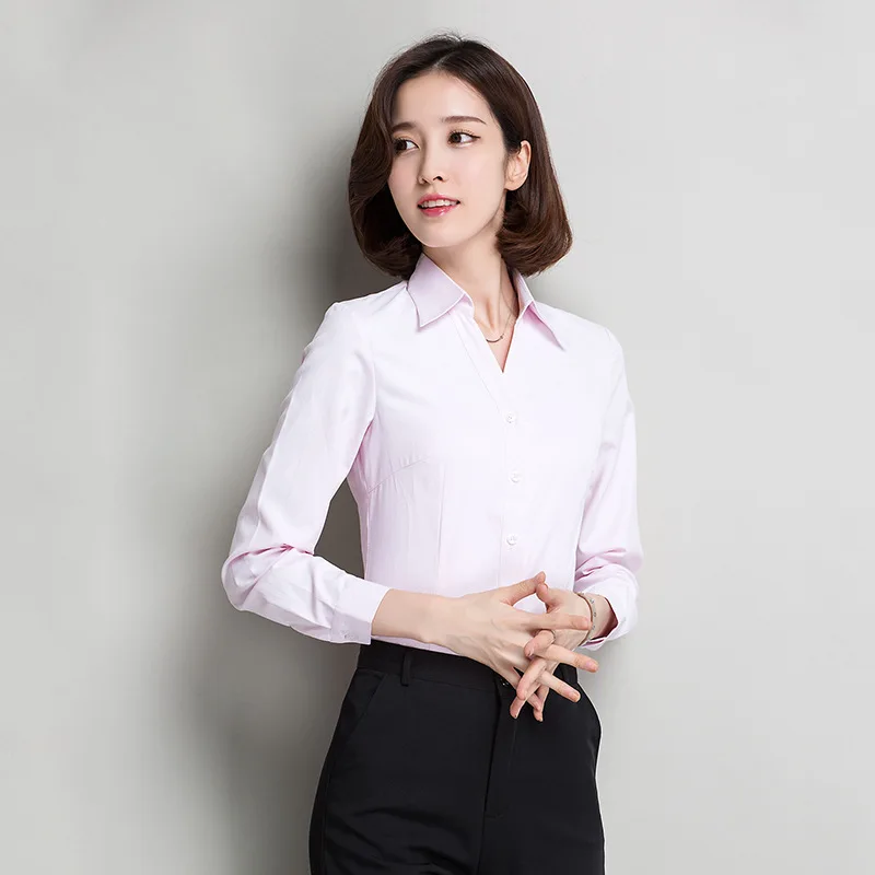 Blouses Woman 2020  Oxford Cotton Long Sleeve Blouses And Shirts For Ladies Women's Sexy V-neck Shirts Office Work Shirt Tops