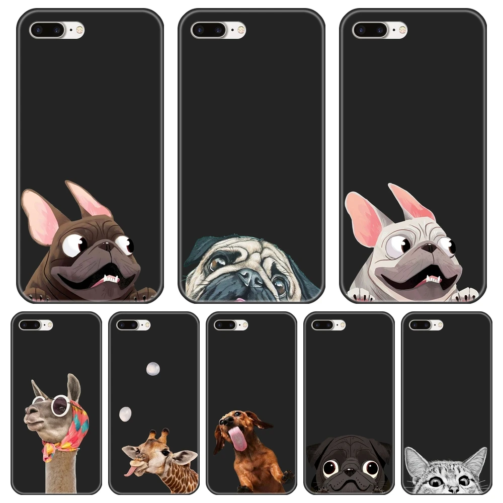Задняя крышка для iPhone 6 S 7 8 X XR XS Max мопс собака кошка альпака силиконовый мягкий