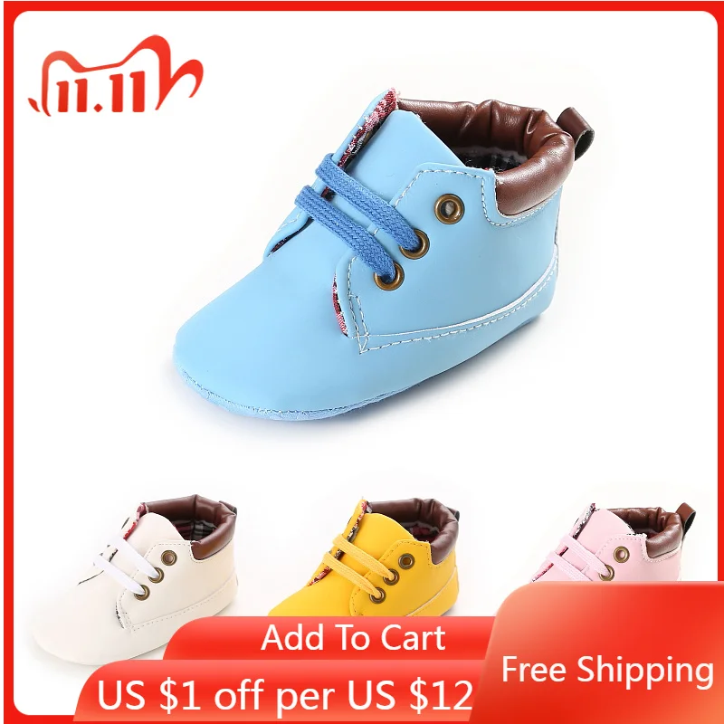 

Baby Boots Boy Girl Newborn Toddler Soft Sole PU Leather Ankle 0-2 Years Baby Shoes First Walkers Party Baby Crib Moccasins