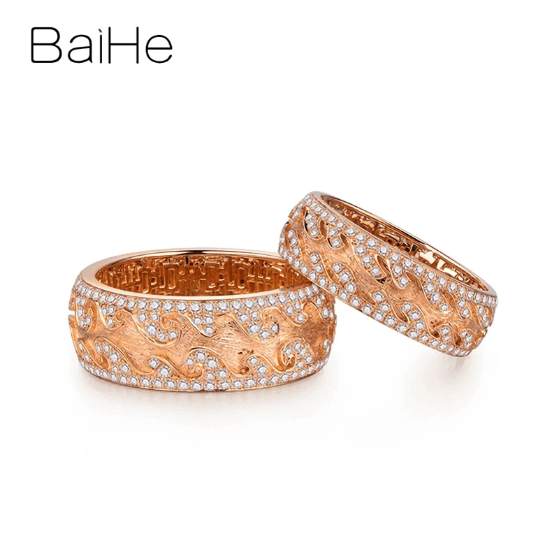 BAIHE Solid 18K розовое золото мужской 1.4ct/женский 0.9ct H/SI круглый натуральный бриллиант