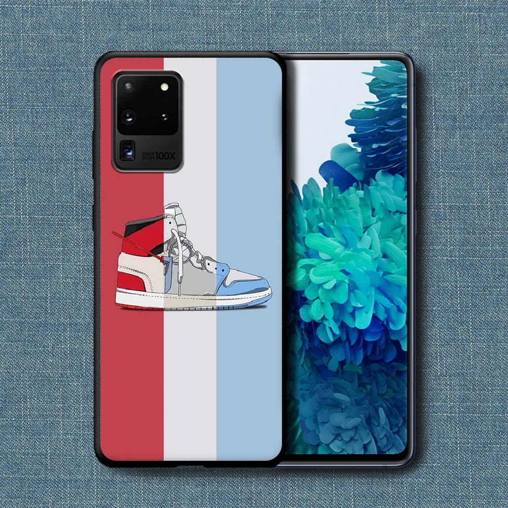 

Trend Brand Shoe Sneakers Phone Case For Samsung Galaxy Note S 8 9 10 20 Plus E Lite Uitra black Coque Trend Prime Silicone Etui