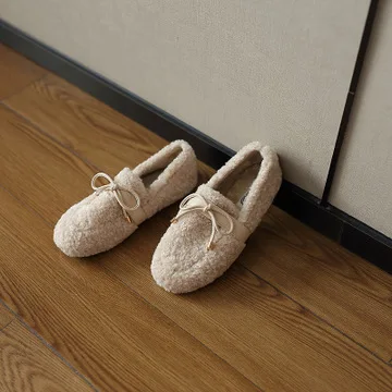 

Winter Shoes Women Casual Female Sneakers Modis Autumn Round Toe Loafers Fur Flats Bow-Knot New 2021 Fall Moccasin Dress Slip-on