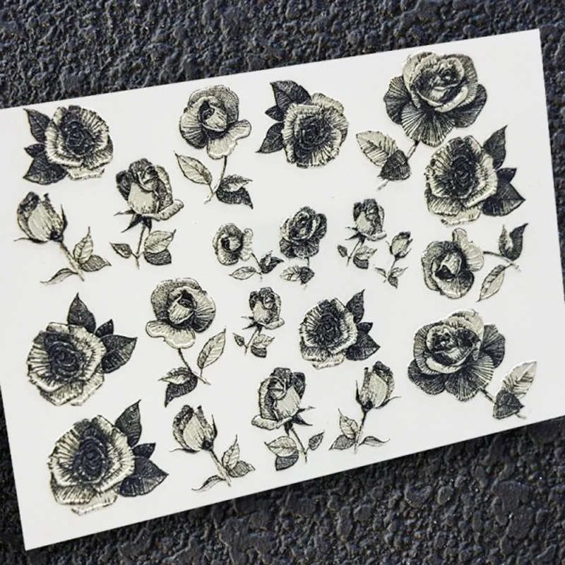 Новые 3D акриловые гравированные наклейки для ногтей рельефные зеленые и