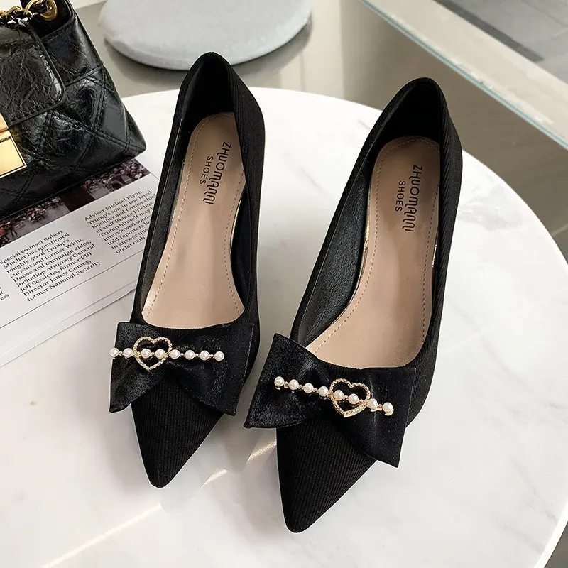 

2021 Gold Heels African Woman Shoe Shallow Mouth Slip On Branded Pumps Pointed Wedge Latest Spring Lace-Up Black Burgundy Slip-