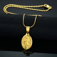 religious virgin mary charm pendant necklaces for women gold color madonna chokers christian jewelry collier femme dropshipping