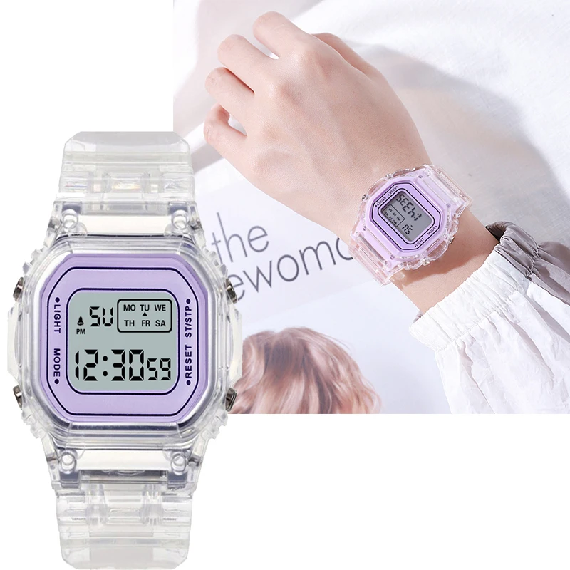 

Elektronische Uhren Frauen Mnner Rose Gold Silikon Strap Transparent Kleid Digital Armbanduhr Sport Uhr Relogio Feminino