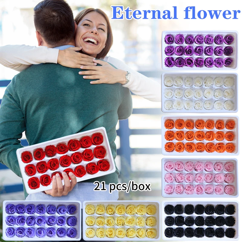 

21 шт./кор. DIY 2-3 см из-вечная розы натуральный "Законсервированные" Цветы бессмертный Роза, подарок на день матери, Свадебные украшения дропши...